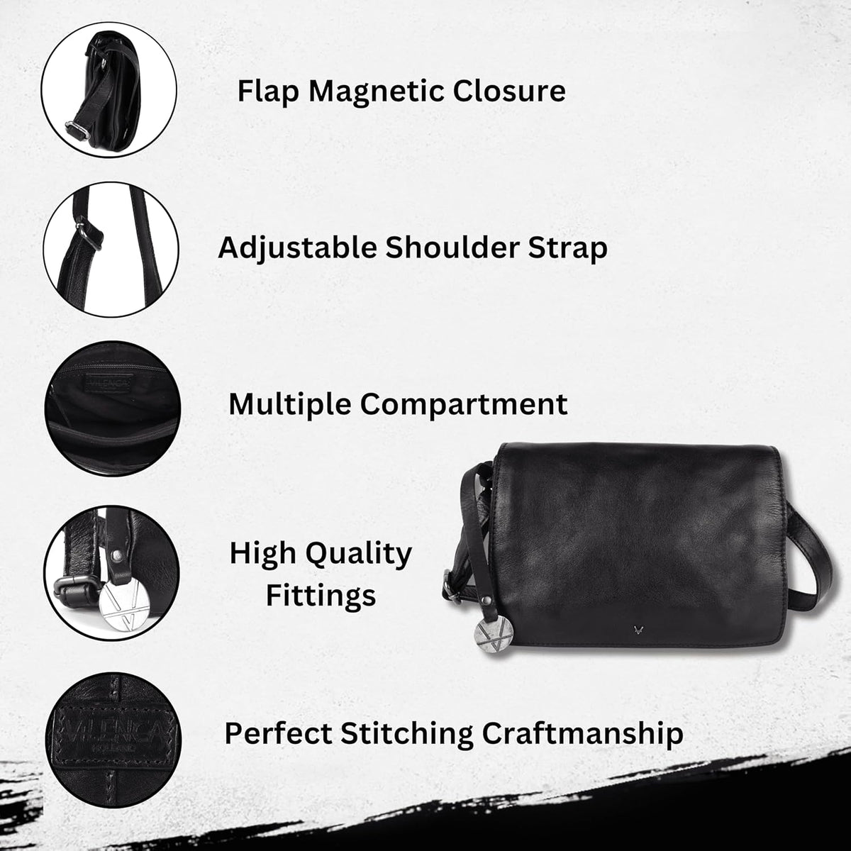 Genuine Italian Leather Small Crossbody Sling Bag – Trendy Casual Office Bag with Adjustable Strap