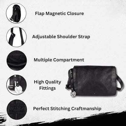 Genuine Italian Leather Small Crossbody Sling Bag – Trendy Casual Office Bag with Adjustable Strap