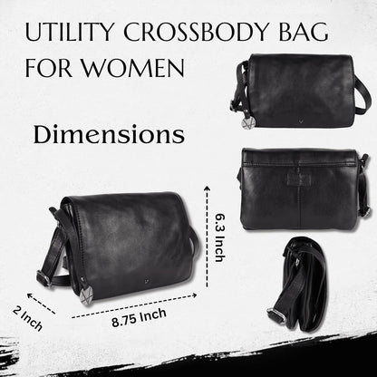 Genuine Italian Leather Small Crossbody Sling Bag – Trendy Casual Office Bag with Adjustable Strap