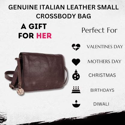 Genuine Italian Leather Small Crossbody Sling Bag – Trendy Casual Office Bag with Adjustable Strap
