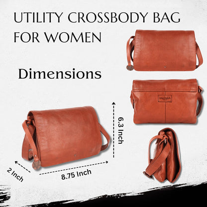 Genuine Italian Leather Small Crossbody Sling Bag – Trendy Casual Office Bag with Adjustable Strap