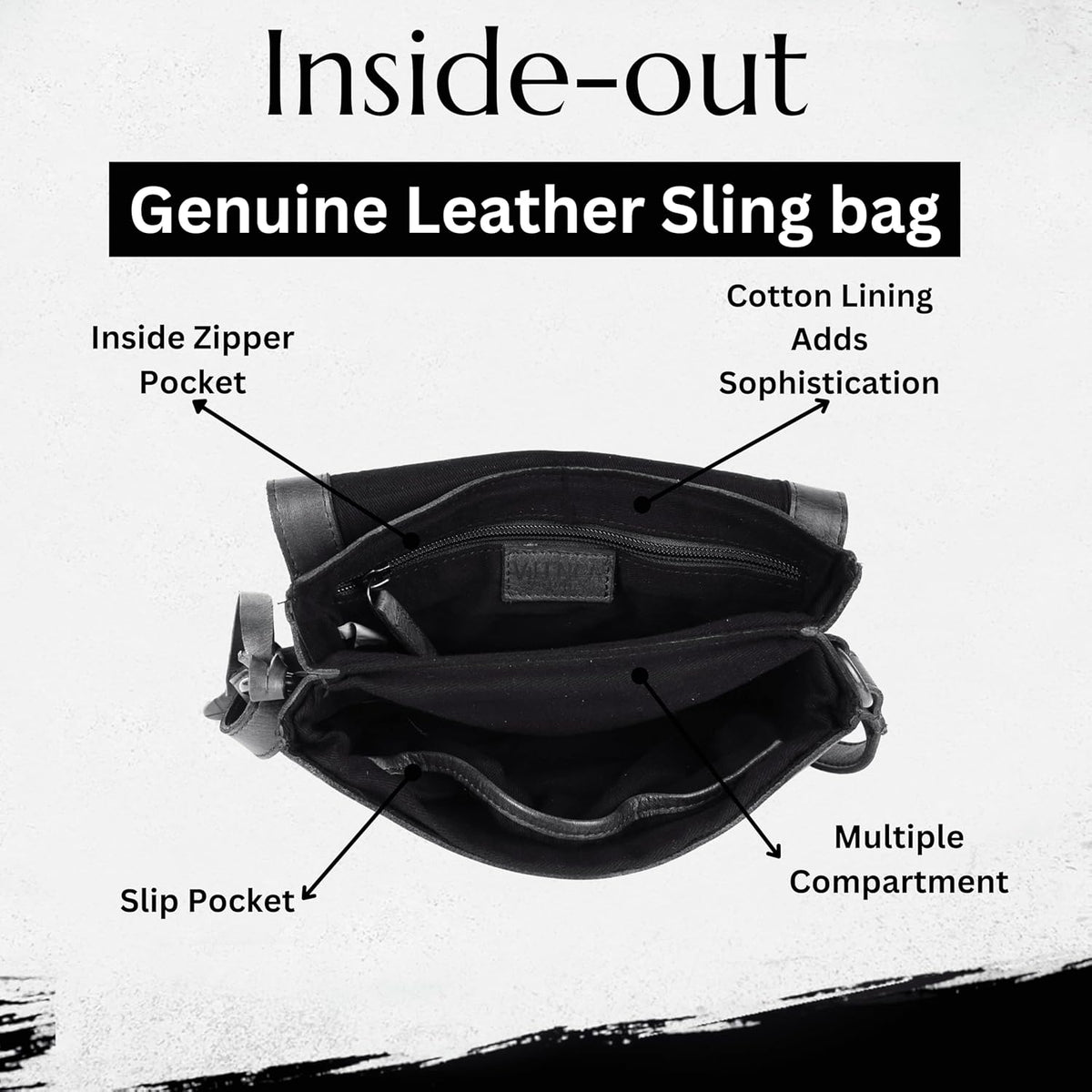 Genuine Italian Leather Small Crossbody Sling Bag – Trendy Casual Office Bag with Adjustable Strap