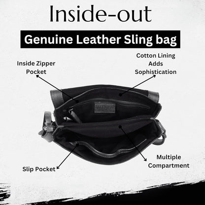 Genuine Italian Leather Small Crossbody Sling Bag – Trendy Casual Office Bag with Adjustable Strap