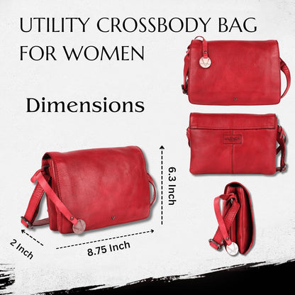Genuine Italian Leather Small Crossbody Sling Bag – Trendy Casual Office Bag with Adjustable Strap