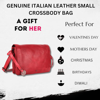 Genuine Italian Leather Small Crossbody Sling Bag – Trendy Casual Office Bag with Adjustable Strap