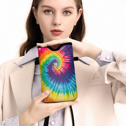 Universal Phone Sleeve Pouch with Crossbody Strap 7.6 X 4.3 Inches Shockproof Water Resistant Mobile Protection Bag-Black Cat Floral Neoprene Phone Pouch Bag