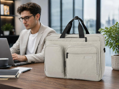 Convertible Laptop Bag, 3 In 1 Briefcase Backpack for 17.3 Inch Laptop, Computer Work Bag for Men Women, Water Resistant Business Messenger Shoulder Bag for Office Commute Travel, Grey