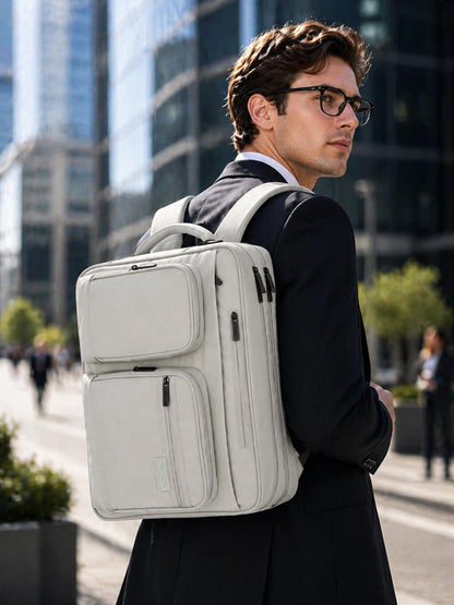 Convertible Laptop Bag, 3 In 1 Briefcase Backpack for 17.3 Inch Laptop, Computer Work Bag for Men Women, Water Resistant Business Messenger Shoulder Bag for Office Commute Travel, Grey