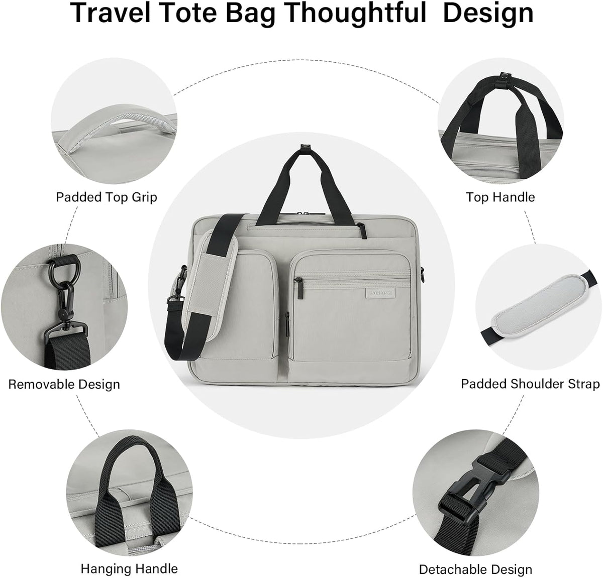 Convertible Laptop Bag, 3 In 1 Briefcase Backpack for 17.3 Inch Laptop, Computer Work Bag for Men Women, Water Resistant Business Messenger Shoulder Bag for Office Commute Travel, Grey