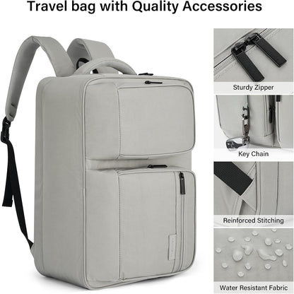 Convertible Laptop Bag, 3 In 1 Briefcase Backpack for 17.3 Inch Laptop, Computer Work Bag for Men Women, Water Resistant Business Messenger Shoulder Bag for Office Commute Travel, Grey