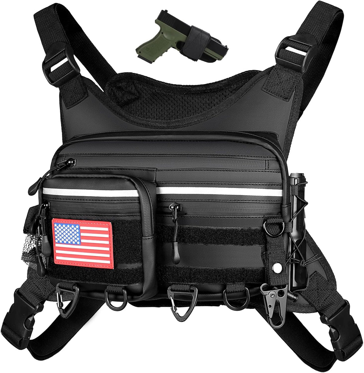 Chest Bag For Men and Women, Chest Rig Tactical Vest for Sport, Running Phone Holder, EDC Travel Chest Pack for Hiking, Running, Motorcycling,Workouts