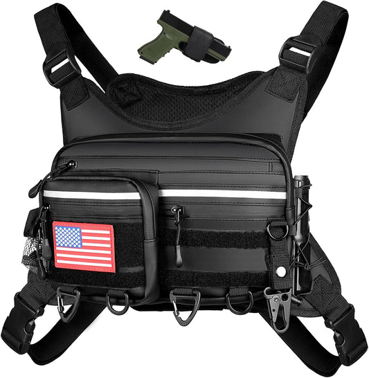 Chest Bag For Men and Women, Chest Rig Tactical Vest for Sport, Running Phone Holder, EDC Travel Chest Pack for Hiking, Running, Motorcycling,Workouts