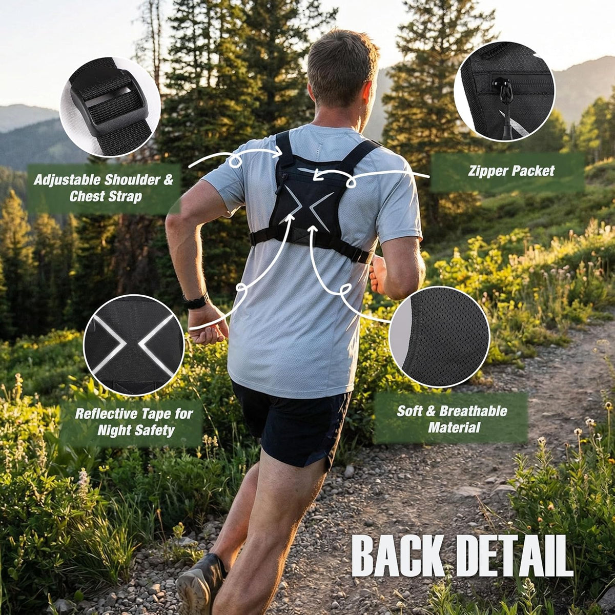 Chest Bag For Men and Women, Chest Rig Tactical Vest for Sport, Running Phone Holder, EDC Travel Chest Pack for Hiking, Running, Motorcycling,Workouts