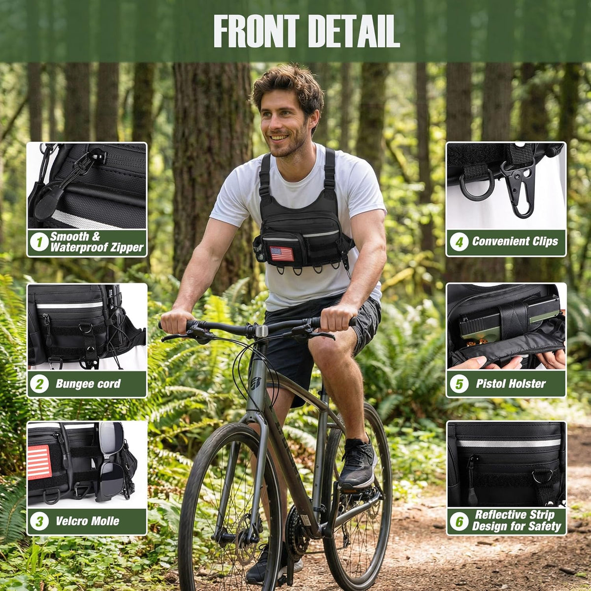 Chest Bag For Men and Women, Chest Rig Tactical Vest for Sport, Running Phone Holder, EDC Travel Chest Pack for Hiking, Running, Motorcycling,Workouts