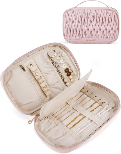 Travel Jewelry Case Jewelry Organizers and Storage Earings Holder Organizer for Women Necklace Holder Jewelry Rolls for Necklaces, Earrings, Bracelets-Beige