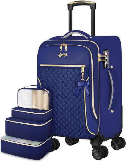 Underseat Carry On Luggage with 2 Wheels, Airline Approved Personal Item Suitcase with Multiple Compartments, Lightweight Softside Under Seat Carry-on Suitcases for Women Travel Business, Black
