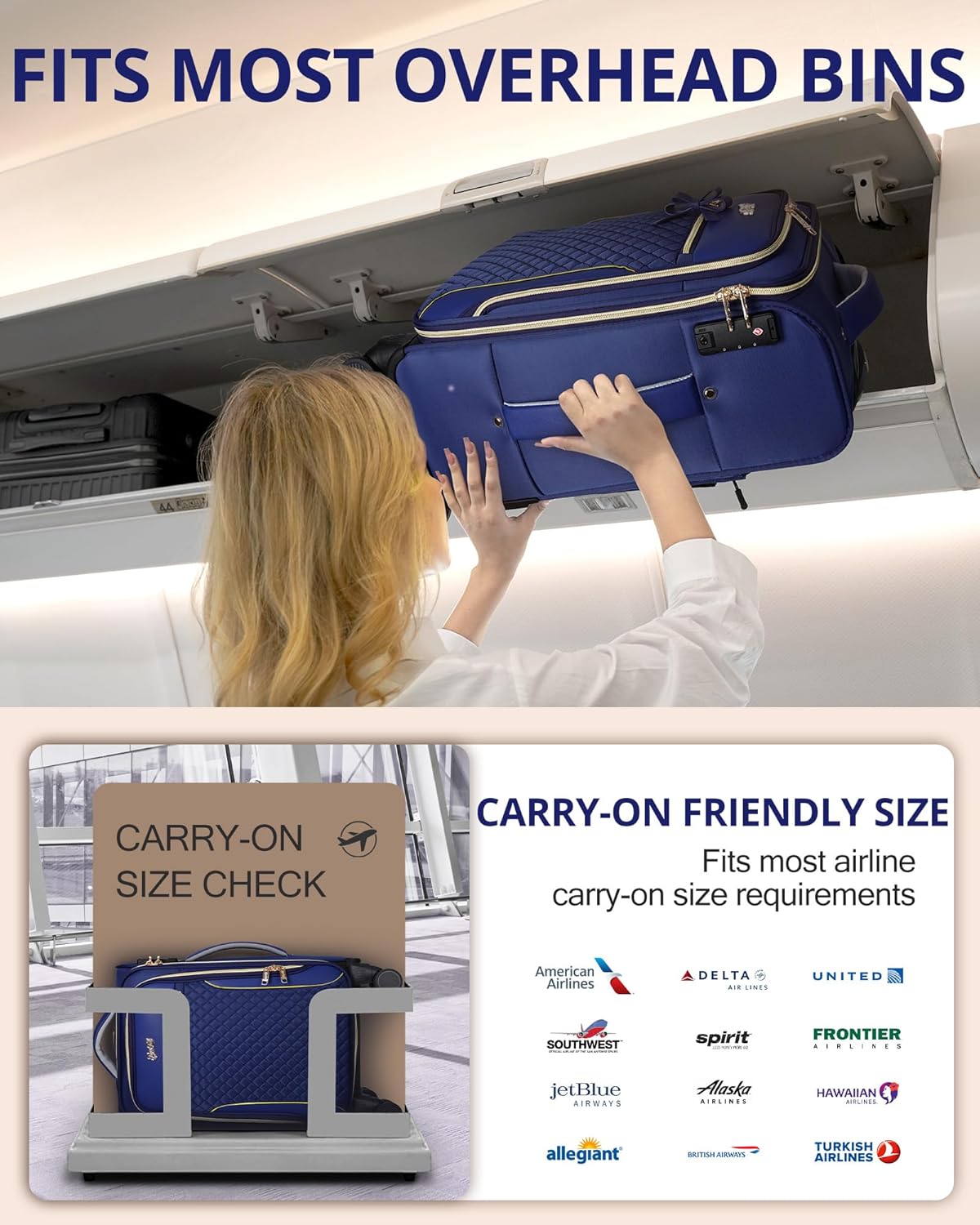 Underseat Carry On Luggage with 2 Wheels, Airline Approved Personal Item Suitcase with Multiple Compartments, Lightweight Softside Under Seat Carry-on Suitcases for Women Travel Business, Black
