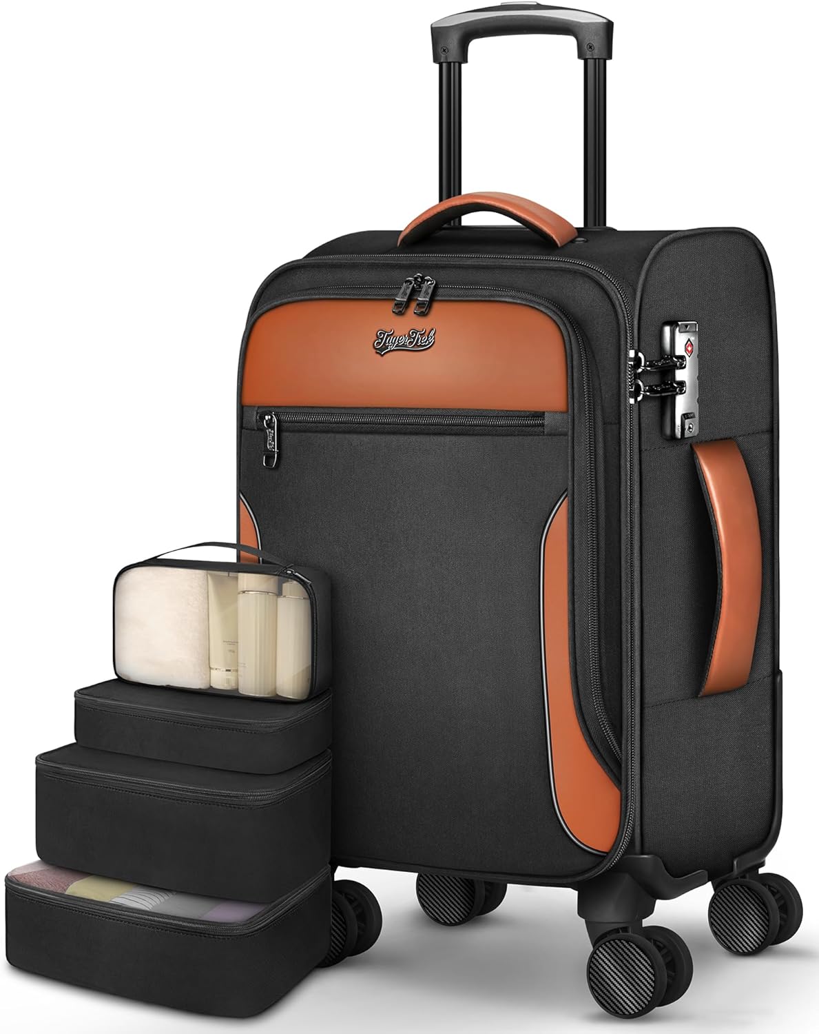 Underseat Carry On Luggage with 2 Wheels, Airline Approved Personal Item Suitcase with Multiple Compartments, Lightweight Softside Under Seat Carry-on Suitcases for Women Travel Business, Black