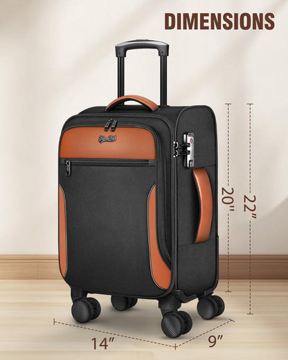 Underseat Carry On Luggage with 2 Wheels, Airline Approved Personal Item Suitcase with Multiple Compartments, Lightweight Softside Under Seat Carry-on Suitcases for Women Travel Business, Black