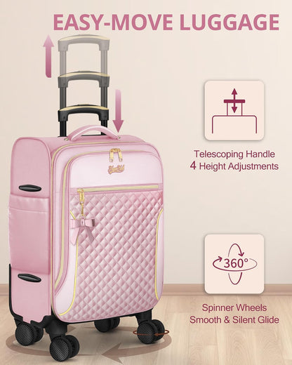 Underseat Carry On Luggage with 2 Wheels, Airline Approved Personal Item Suitcase with Multiple Compartments, Lightweight Softside Under Seat Carry-on Suitcases for Women Travel Business, Black