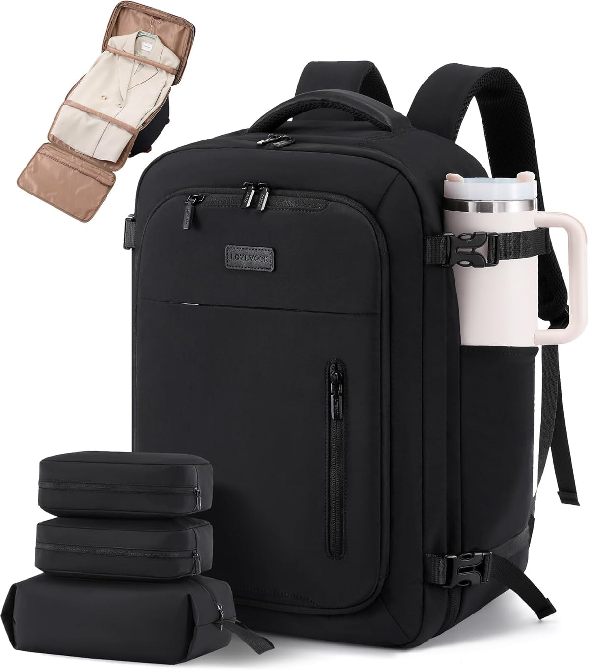 Travel Backpack for Women Men with Garment Bag, 40L Carry on Backpack as TSA Personal Item Flight Approved, Luggage Daypack Fits 17.3" Laptop, Overnight Business Weekender Travel Essential