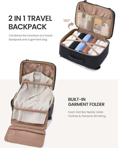 Travel Backpack for Women Men with Garment Bag, 40L Carry on Backpack as TSA Personal Item Flight Approved, Luggage Daypack Fits 17.3" Laptop, Overnight Business Weekender Travel Essential