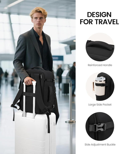 Travel Backpack for Women Men with Garment Bag, 40L Carry on Backpack as TSA Personal Item Flight Approved, Luggage Daypack Fits 17.3" Laptop, Overnight Business Weekender Travel Essential