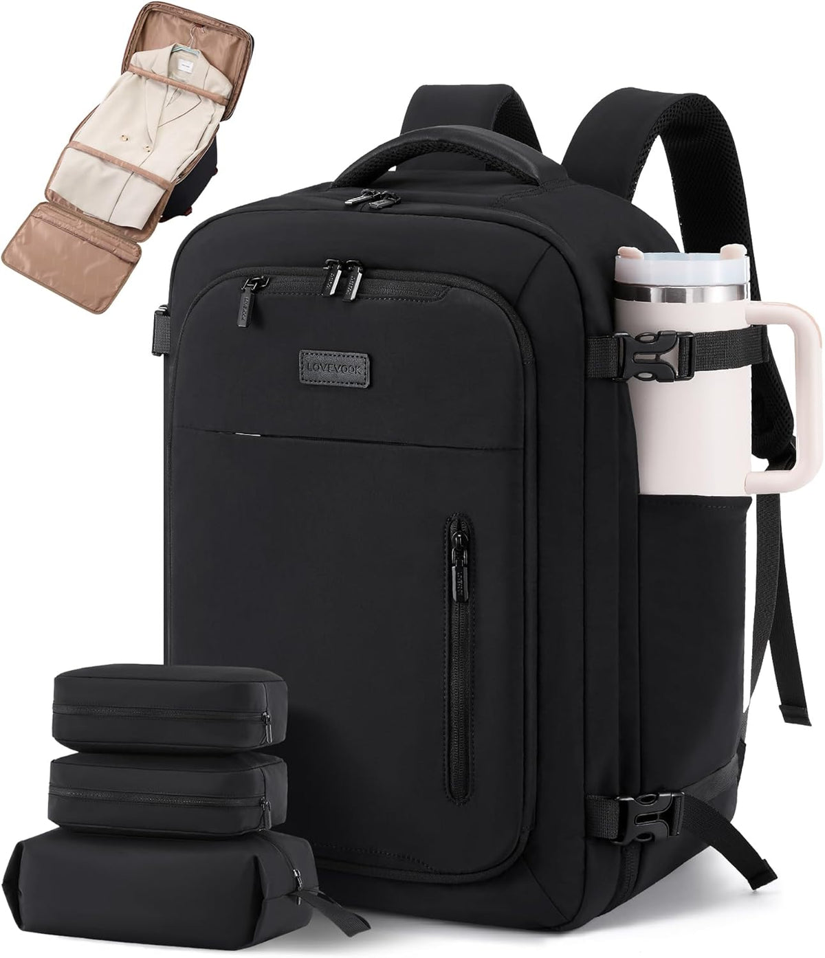 Travel Backpack for Women Men with Garment Bag, 40L Carry on Backpack as TSA Personal Item Flight Approved, Luggage Daypack Fits 17.3" Laptop, Overnight Business Weekender Travel Essential