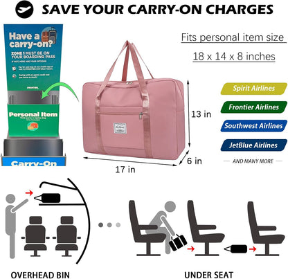Travel Duffel Bag, for Spirit Airlines Personal Item Bag 18x14x8 Frontier Airlines Carry on Luggage Bag, Weekender Bag for Women and Men (A-Violet Red)