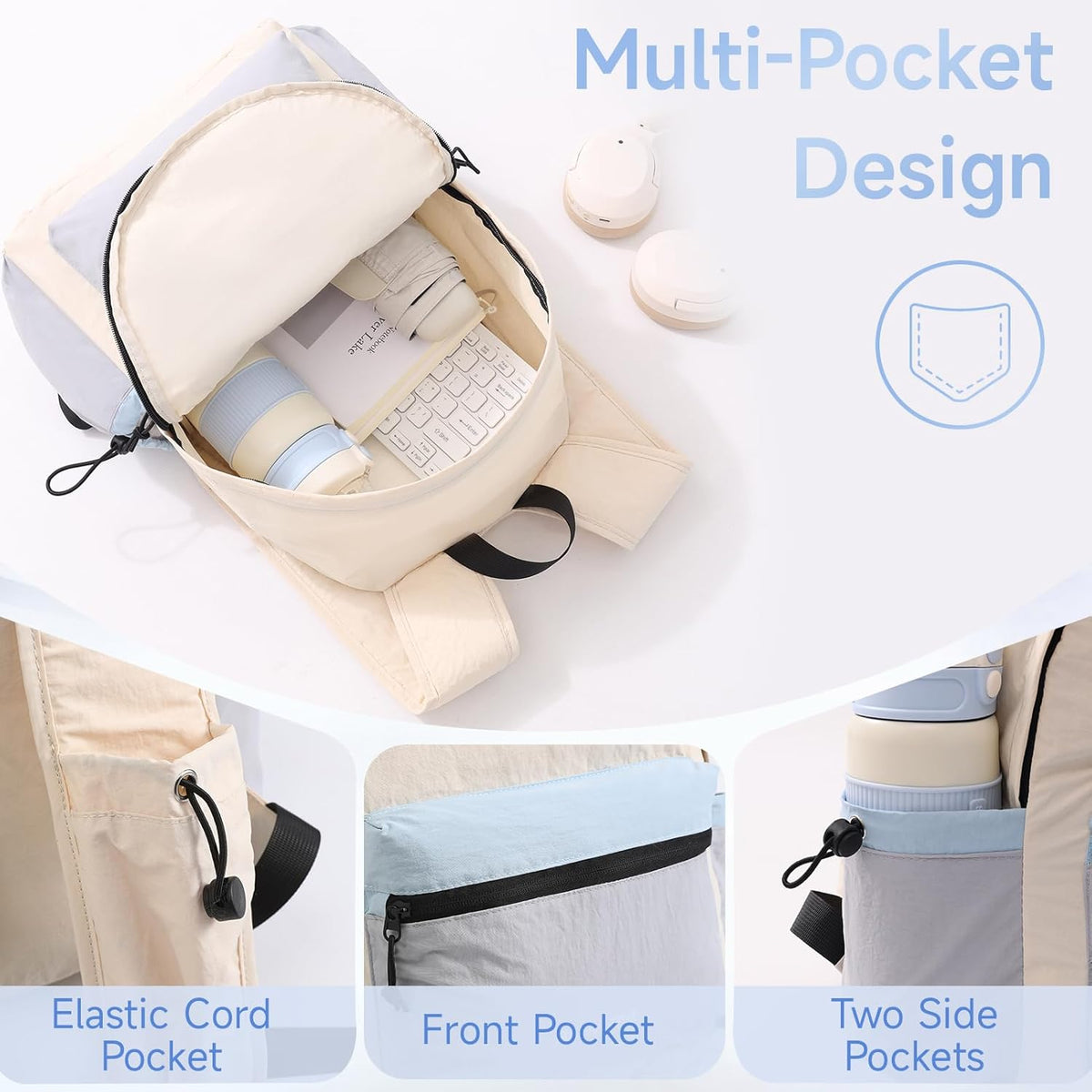 Hiking Backpack for Women Men 16L,Lightweight Foldable Backpack,Packable Hiking Daypack for Travel Camping Outdoor,Beige