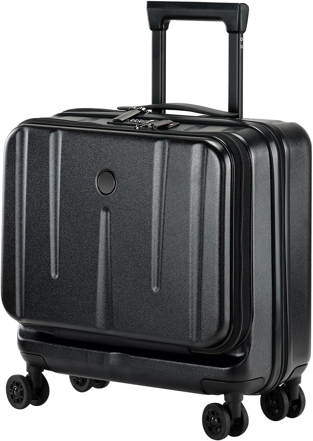 16 Inch Carry On Luggage with 2 Compartments for 14” & 15” Laptop, 16.14*8*17.12” Rolling Briefcase, Lightweight Hardshell ABS+PC Suitcase with Spinner Silent Wheels, for Business Trip, Dark Gray