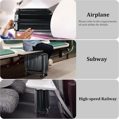 16 Inch Carry On Luggage with 2 Compartments for 14” & 15” Laptop, 16.14*8*17.12” Rolling Briefcase, Lightweight Hardshell ABS+PC Suitcase with Spinner Silent Wheels, for Business Trip, Dark Gray