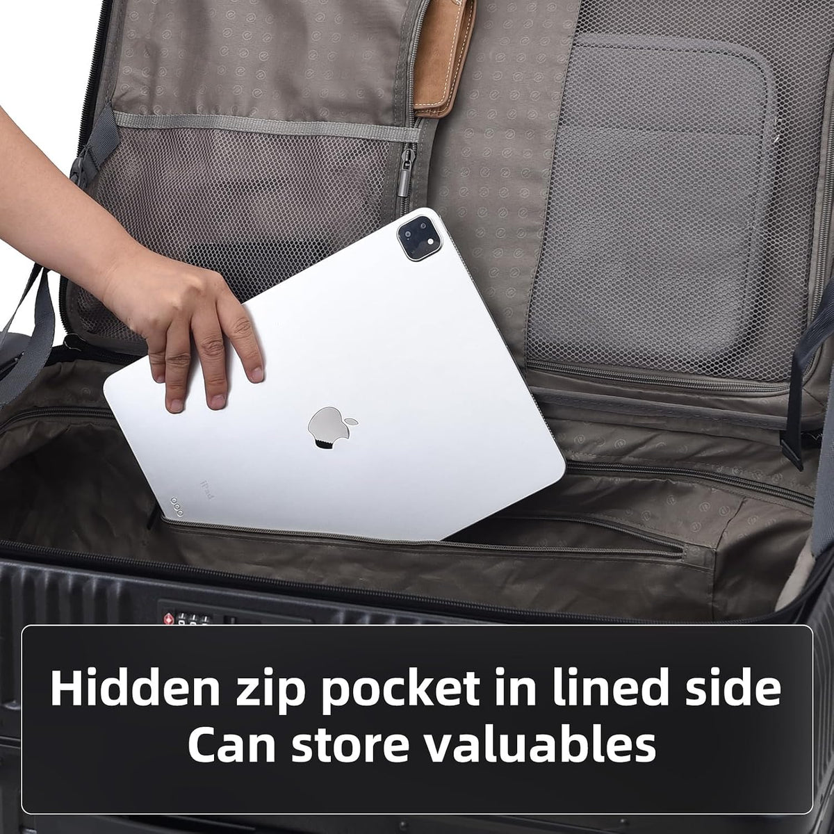16 Inch Carry On Luggage with 2 Compartments for 14” & 15” Laptop, 16.14*8*17.12” Rolling Briefcase, Lightweight Hardshell ABS+PC Suitcase with Spinner Silent Wheels, for Business Trip, Dark Gray