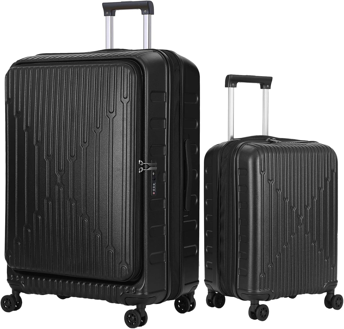16 Inch Carry On Luggage with 2 Compartments for 14” & 15” Laptop, 16.14*8*17.12” Rolling Briefcase, Lightweight Hardshell ABS+PC Suitcase with Spinner Silent Wheels, for Business Trip, Dark Gray