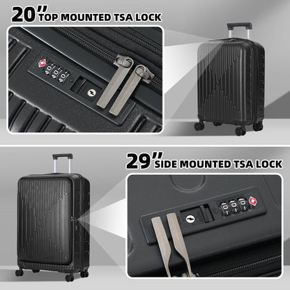16 Inch Carry On Luggage with 2 Compartments for 14” & 15” Laptop, 16.14*8*17.12” Rolling Briefcase, Lightweight Hardshell ABS+PC Suitcase with Spinner Silent Wheels, for Business Trip, Dark Gray