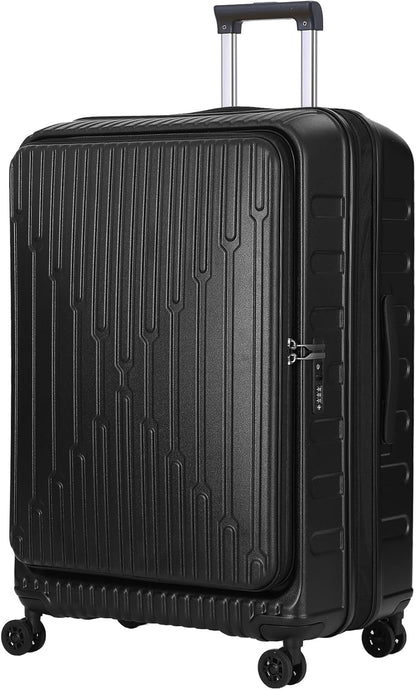 16 Inch Carry On Luggage with 2 Compartments for 14” & 15” Laptop, 16.14*8*17.12” Rolling Briefcase, Lightweight Hardshell ABS+PC Suitcase with Spinner Silent Wheels, for Business Trip, Dark Gray