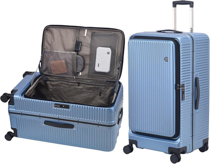 16 Inch Carry On Luggage with 2 Compartments for 14” & 15” Laptop, 16.14*8*17.12” Rolling Briefcase, Lightweight Hardshell ABS+PC Suitcase with Spinner Silent Wheels, for Business Trip, Dark Gray