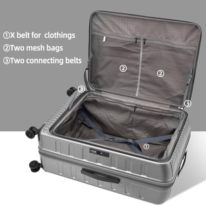 16 Inch Carry On Luggage with 2 Compartments for 14” & 15” Laptop, 16.14*8*17.12” Rolling Briefcase, Lightweight Hardshell ABS+PC Suitcase with Spinner Silent Wheels, for Business Trip, Dark Gray