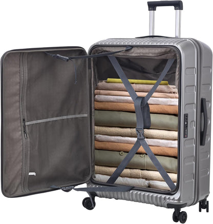 16 Inch Carry On Luggage with 2 Compartments for 14” & 15” Laptop, 16.14*8*17.12” Rolling Briefcase, Lightweight Hardshell ABS+PC Suitcase with Spinner Silent Wheels, for Business Trip, Dark Gray
