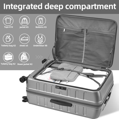 16 Inch Carry On Luggage with 2 Compartments for 14” & 15” Laptop, 16.14*8*17.12” Rolling Briefcase, Lightweight Hardshell ABS+PC Suitcase with Spinner Silent Wheels, for Business Trip, Dark Gray