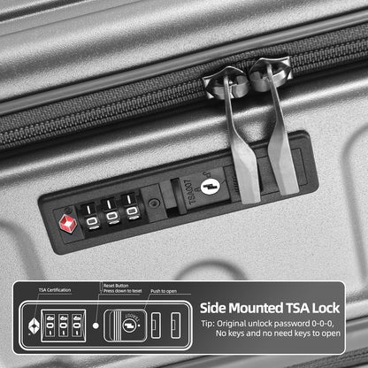 16 Inch Carry On Luggage with 2 Compartments for 14” & 15” Laptop, 16.14*8*17.12” Rolling Briefcase, Lightweight Hardshell ABS+PC Suitcase with Spinner Silent Wheels, for Business Trip, Dark Gray