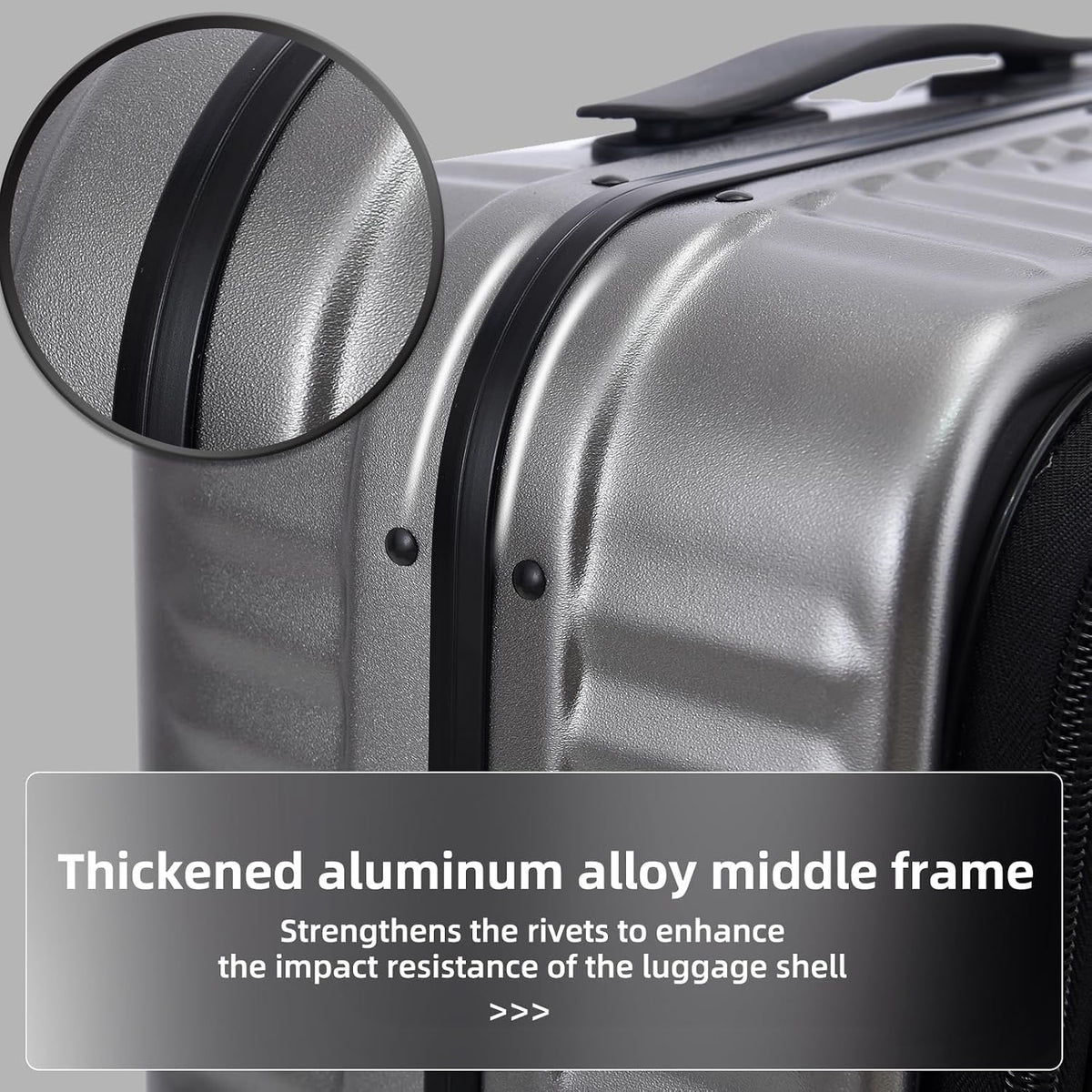 16 Inch Carry On Luggage with 2 Compartments for 14” & 15” Laptop, 16.14*8*17.12” Rolling Briefcase, Lightweight Hardshell ABS+PC Suitcase with Spinner Silent Wheels, for Business Trip, Dark Gray