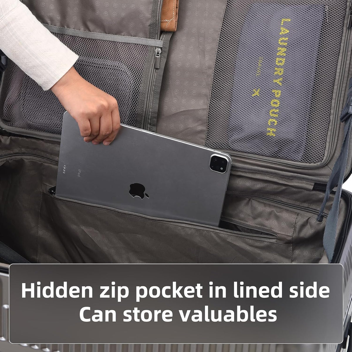 16 Inch Carry On Luggage with 2 Compartments for 14” & 15” Laptop, 16.14*8*17.12” Rolling Briefcase, Lightweight Hardshell ABS+PC Suitcase with Spinner Silent Wheels, for Business Trip, Dark Gray
