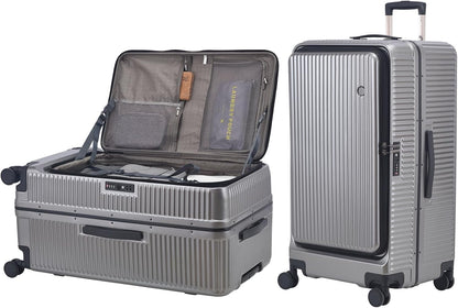 16 Inch Carry On Luggage with 2 Compartments for 14” & 15” Laptop, 16.14*8*17.12” Rolling Briefcase, Lightweight Hardshell ABS+PC Suitcase with Spinner Silent Wheels, for Business Trip, Dark Gray