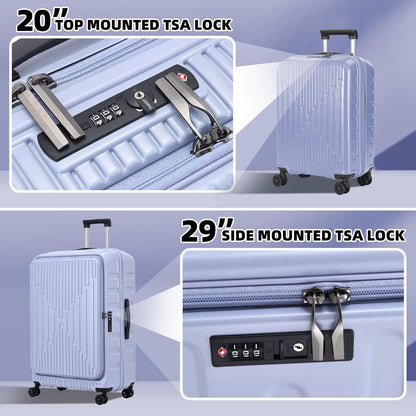 16 Inch Carry On Luggage with 2 Compartments for 14” & 15” Laptop, 16.14*8*17.12” Rolling Briefcase, Lightweight Hardshell ABS+PC Suitcase with Spinner Silent Wheels, for Business Trip, Dark Gray