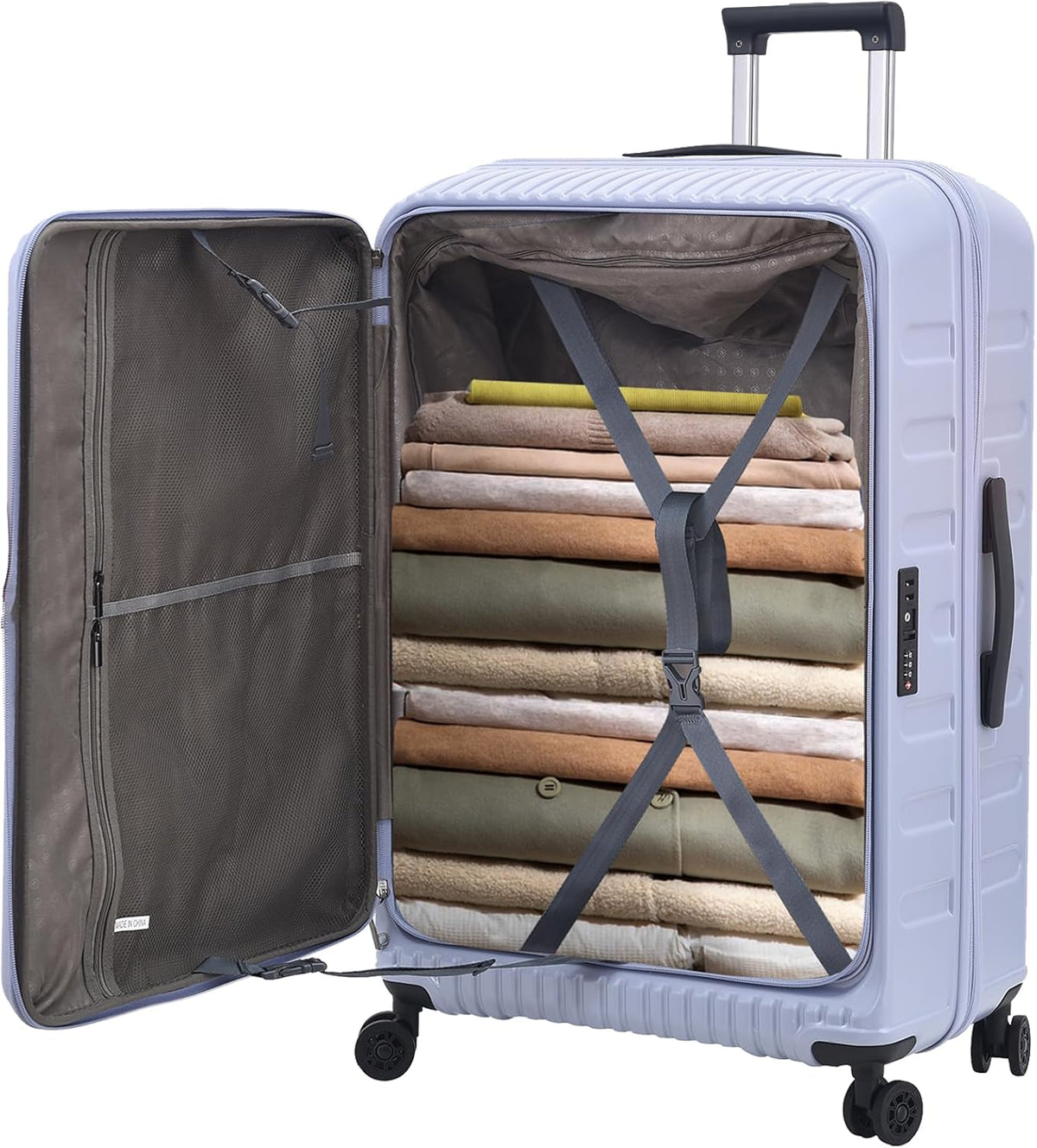 16 Inch Carry On Luggage with 2 Compartments for 14” & 15” Laptop, 16.14*8*17.12” Rolling Briefcase, Lightweight Hardshell ABS+PC Suitcase with Spinner Silent Wheels, for Business Trip, Dark Gray