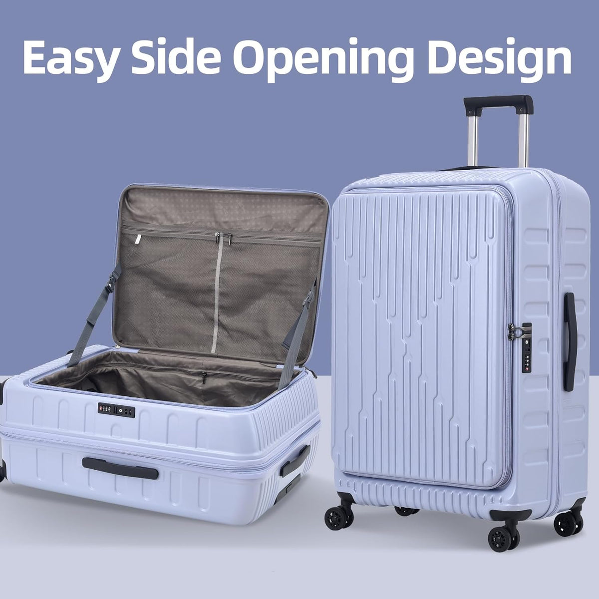 16 Inch Carry On Luggage with 2 Compartments for 14” & 15” Laptop, 16.14*8*17.12” Rolling Briefcase, Lightweight Hardshell ABS+PC Suitcase with Spinner Silent Wheels, for Business Trip, Dark Gray