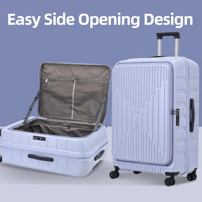 16 Inch Carry On Luggage with 2 Compartments for 14” & 15” Laptop, 16.14*8*17.12” Rolling Briefcase, Lightweight Hardshell ABS+PC Suitcase with Spinner Silent Wheels, for Business Trip, Dark Gray