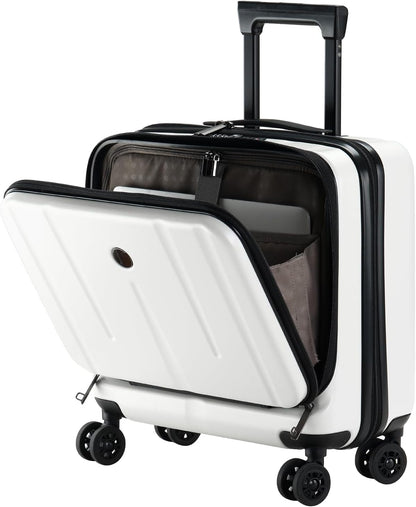 16 Inch Carry On Luggage with 2 Compartments for 14” & 15” Laptop, 16.14*8*17.12” Rolling Briefcase, Lightweight Hardshell ABS+PC Suitcase with Spinner Silent Wheels, for Business Trip, Dark Gray
