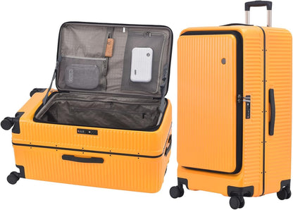 16 Inch Carry On Luggage with 2 Compartments for 14” & 15” Laptop, 16.14*8*17.12” Rolling Briefcase, Lightweight Hardshell ABS+PC Suitcase with Spinner Silent Wheels, for Business Trip, Dark Gray
